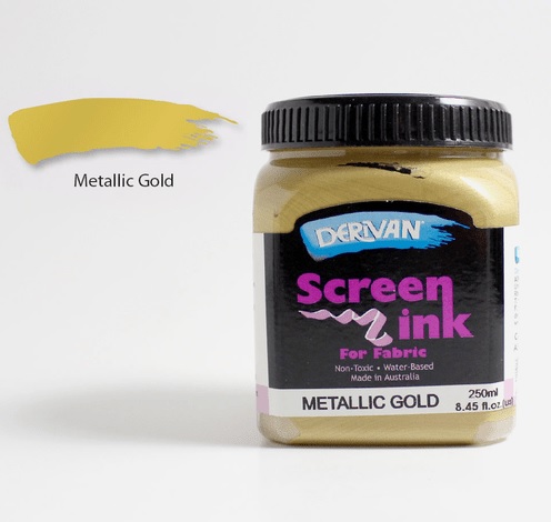 Gold Screen Ink Derivan (Fabric) 250ml